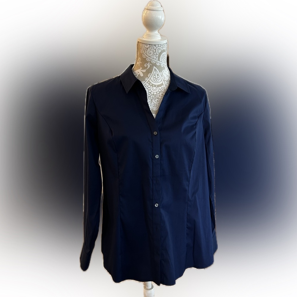 Express Midnight Blue Dress Shirt deep V